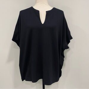 Natori M Black Batwing Soft V-Neck Oversized Poncho Sleep Lounge Casual Top
